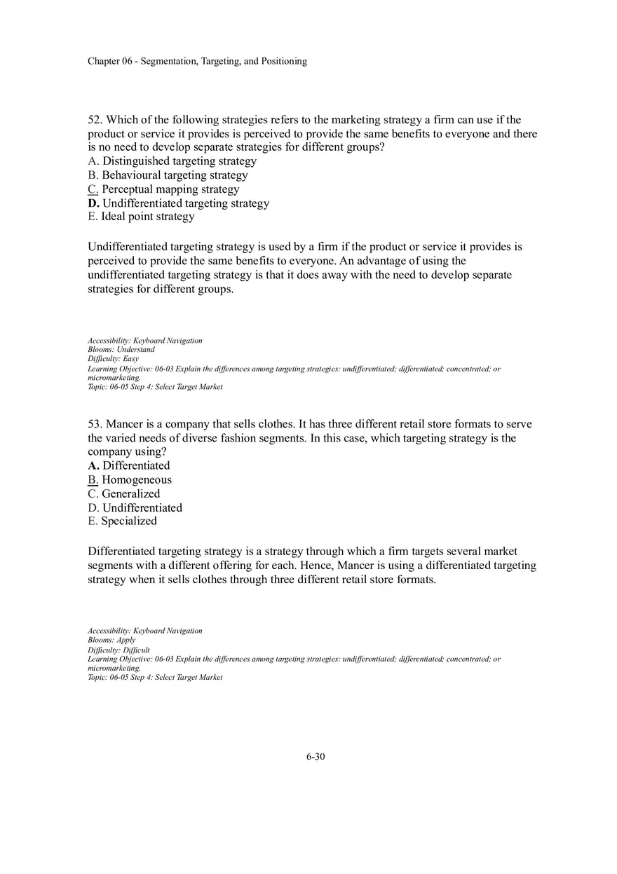 Segmentation, Targeting, and Positioning Multiple Choice  Part 3 - Page 7