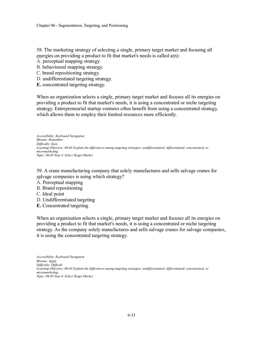 Segmentation, Targeting, and Positioning Multiple Choice  Part 3 - Page 10