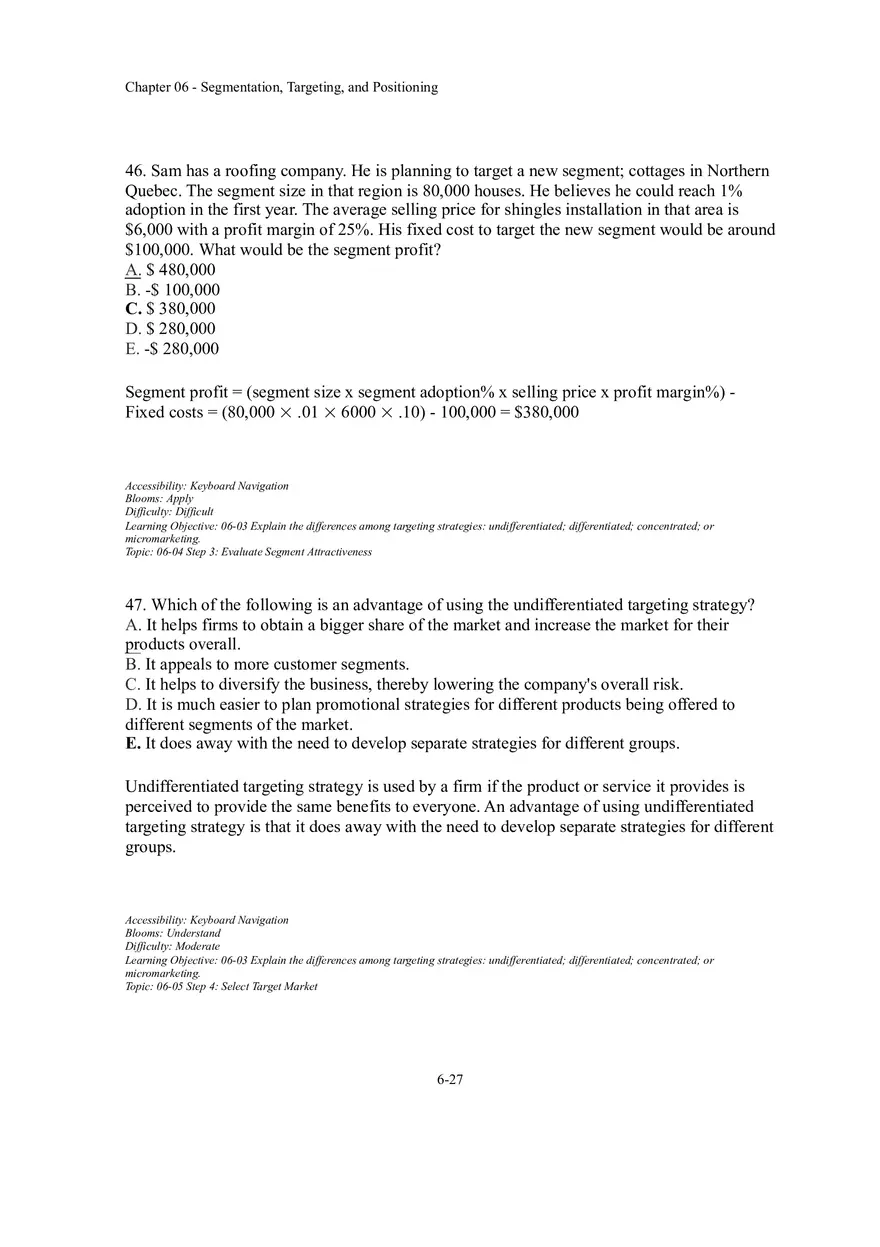 Segmentation, Targeting, and Positioning Multiple Choice  Part 3 - Page 4