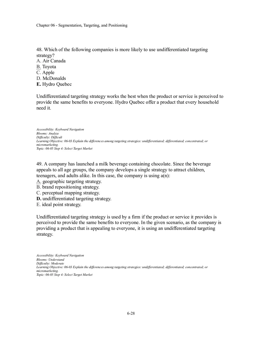Segmentation, Targeting, and Positioning Multiple Choice  Part 3 - Page 5