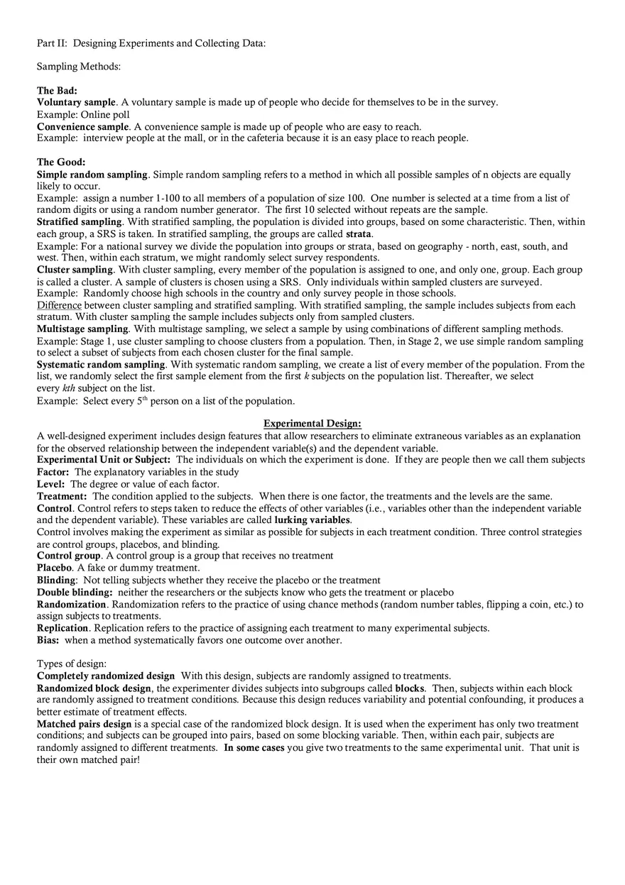 Statistics Formula Sheet Part 2 - Page 1