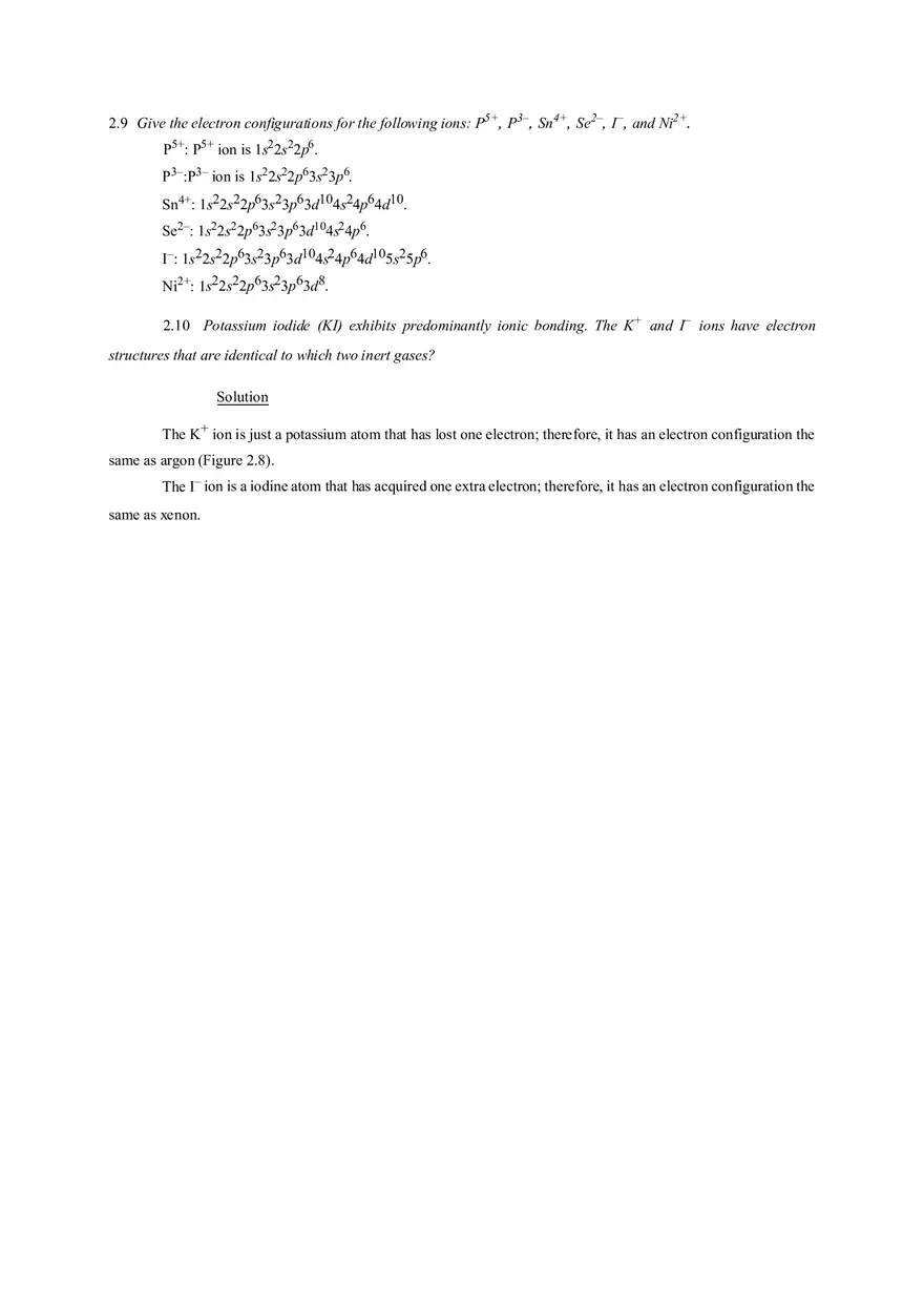Atomic Structure and Interatomic Bonding Problems - Page 2