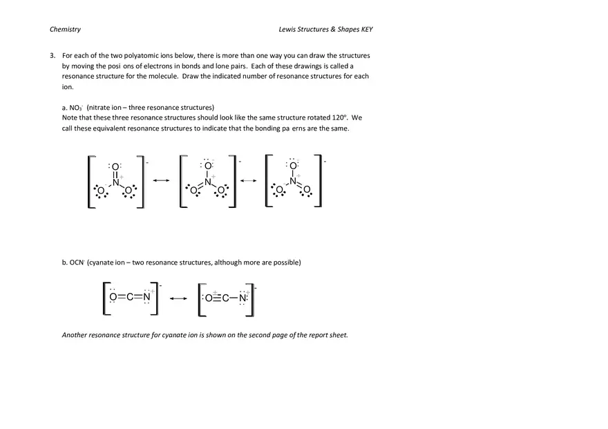 Report Sheet Key Lewis Structures & Shapes - Page 7