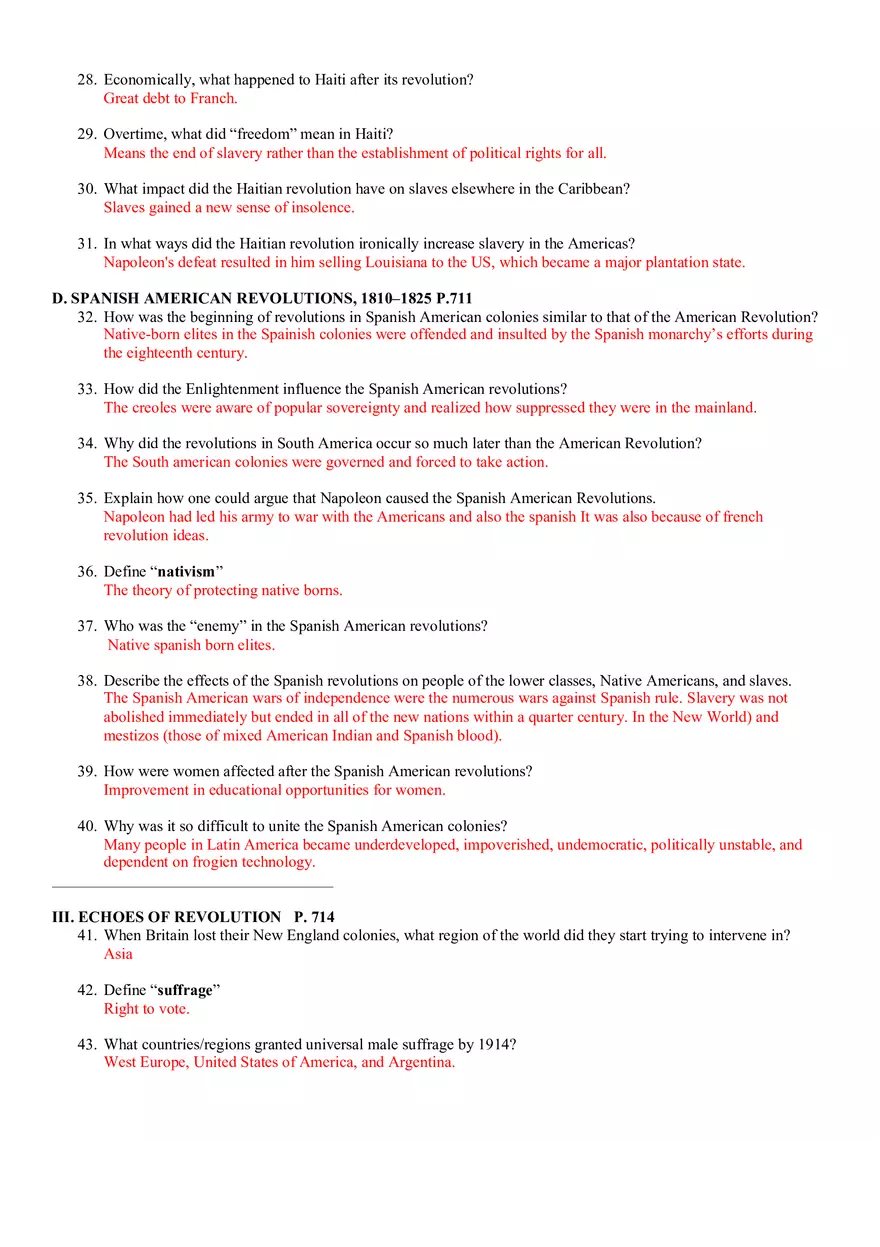 Chapter 16 Atlantic Revolutions, Global Echoes Answers - Page 3