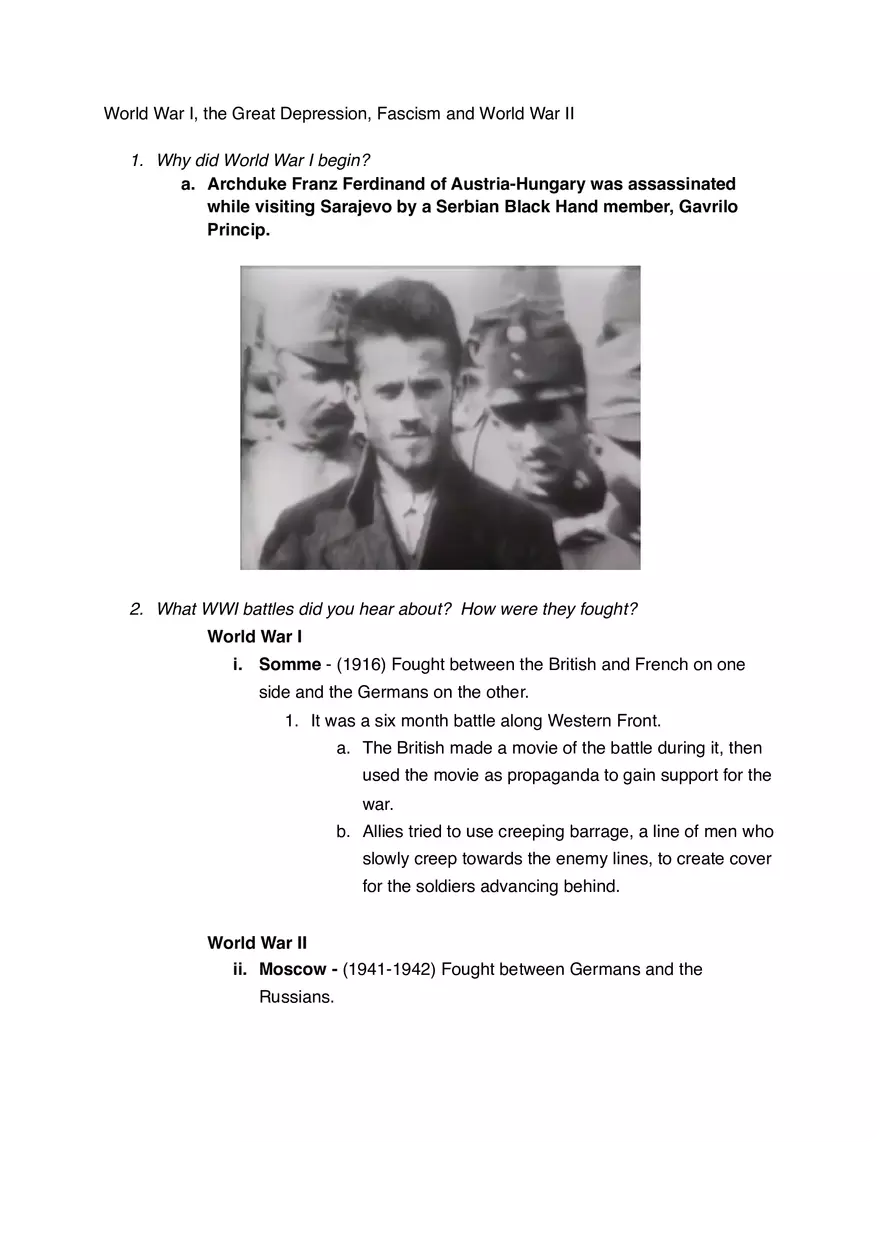 World War I, the Great Depression, Fascism and World War II - Page 1
