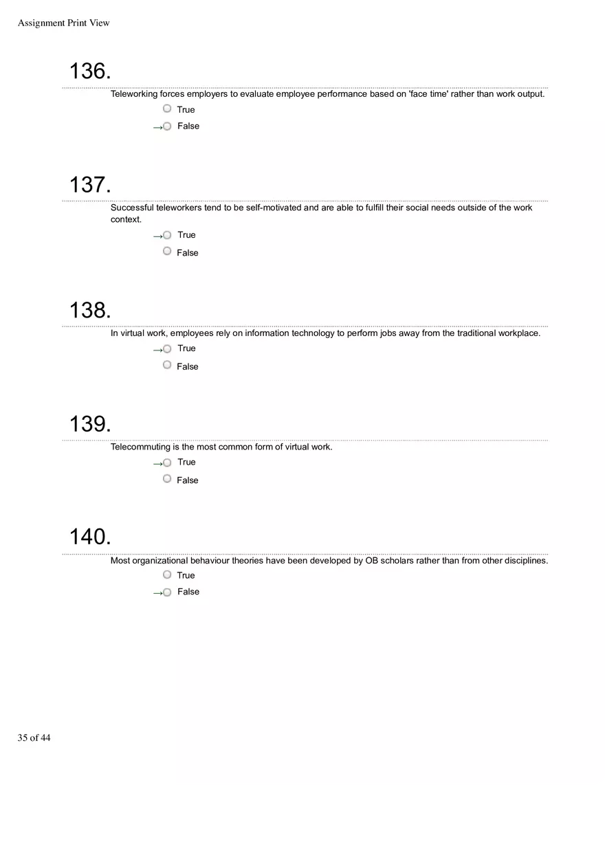 Organizational Behavior Ch 1 True False 2 - Page 7