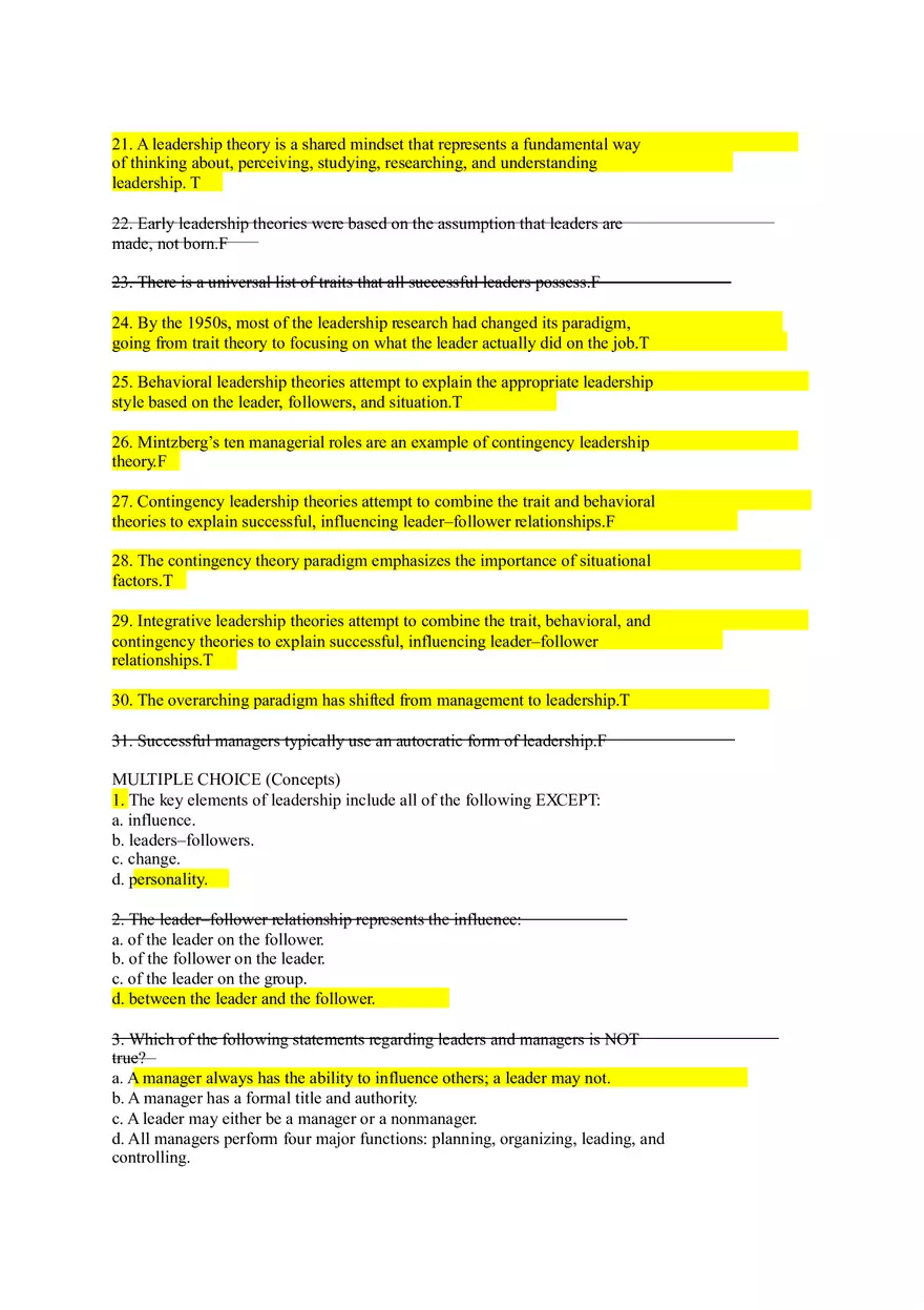 Chapter 1 Introduction to Leadership True False - Page 2