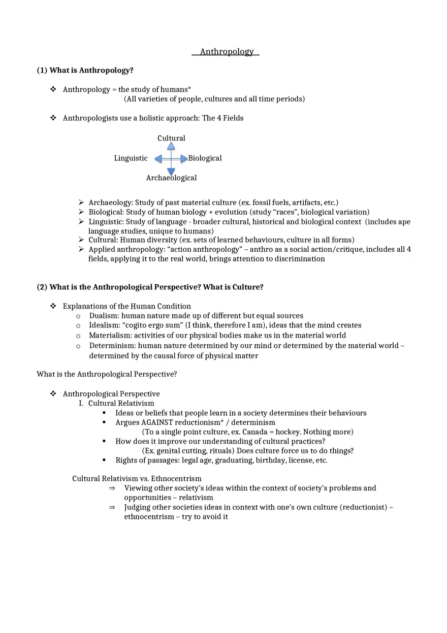 Anthropology Lecture Note - Page 1