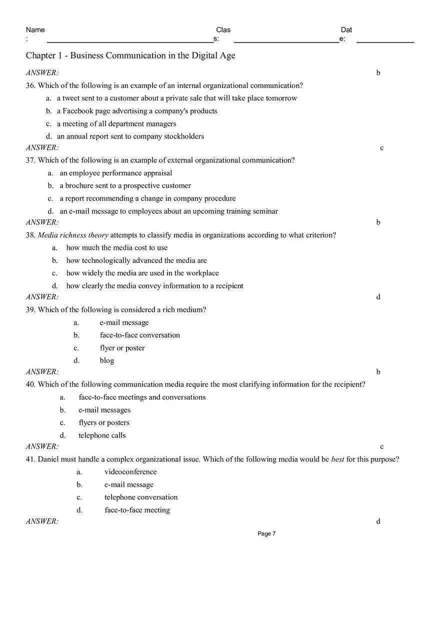 Chapter 1 - Business Communication in the Digital Age Part 1 - Page 7