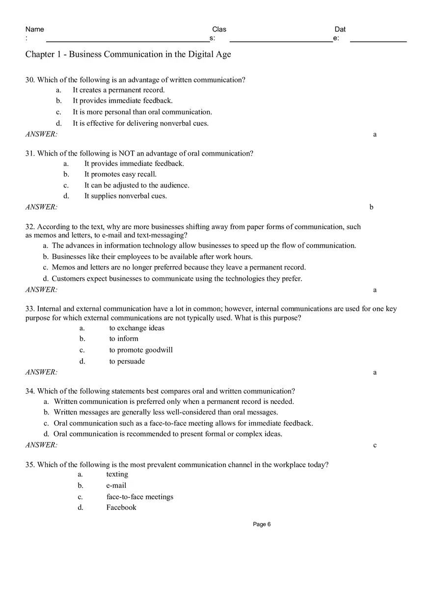 Chapter 1 - Business Communication in the Digital Age Part 1 - Page 6