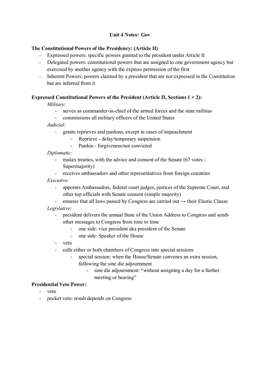 Unit 4 Notes Gov - Page 1