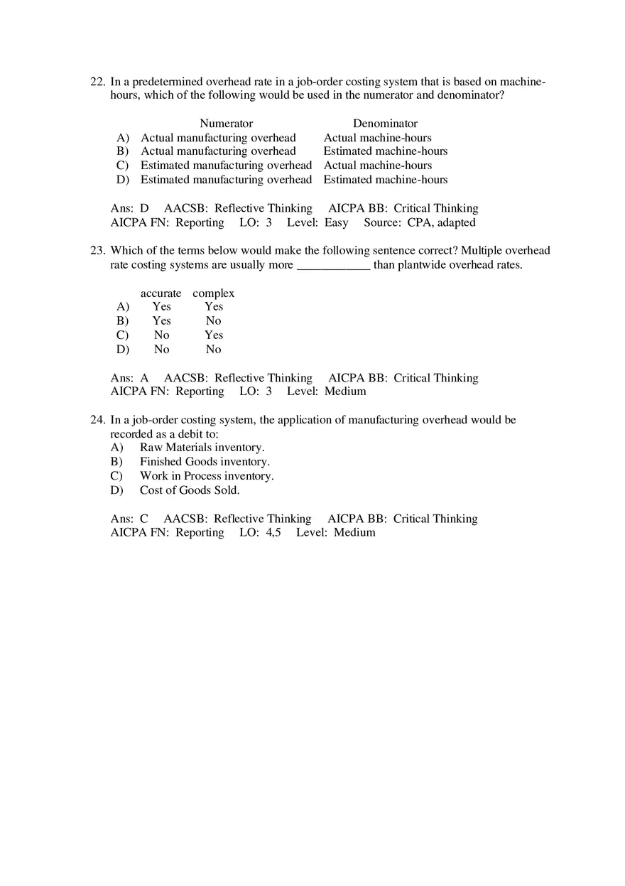 Which of the Following Would Usually Be Found on a Job Cost Sheet Under a Normal Cost System - Page 9