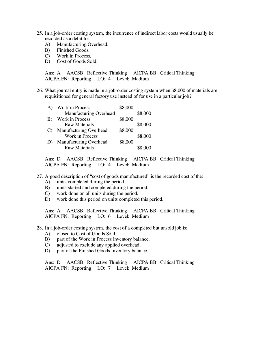 Which of the Following Would Usually Be Found on a Job Cost Sheet Under a Normal Cost System - Page 10