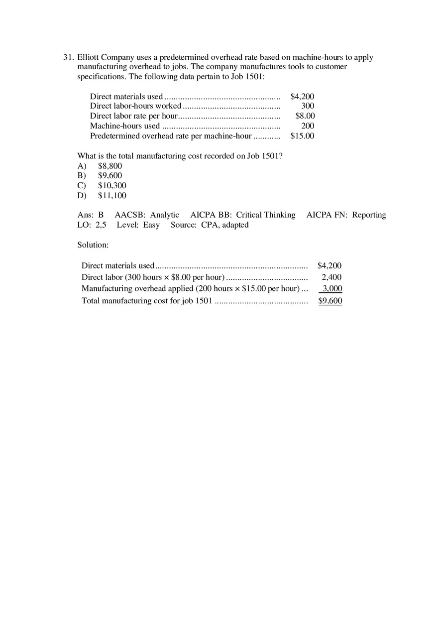 Which of the Following Would Usually Be Found on a Job Cost Sheet Under a Normal Cost System - Page 12