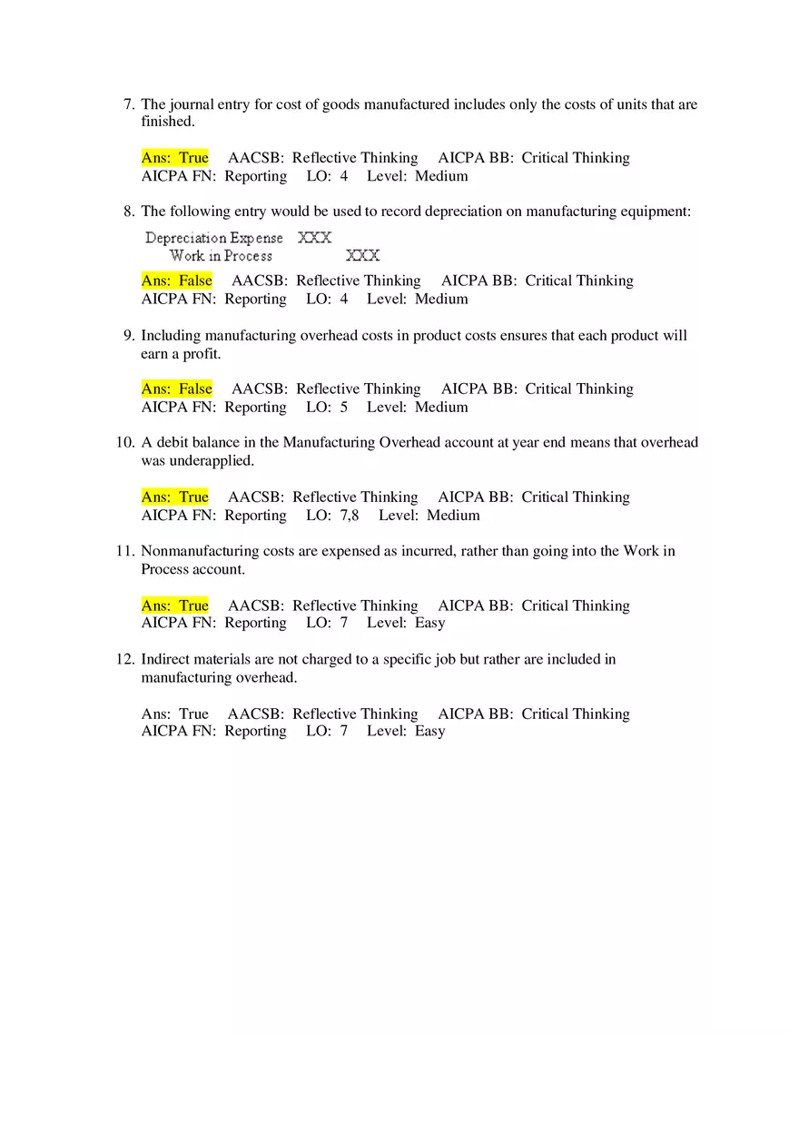 Which of the Following Would Usually Be Found on a Job Cost Sheet Under a Normal Cost System - Page 2