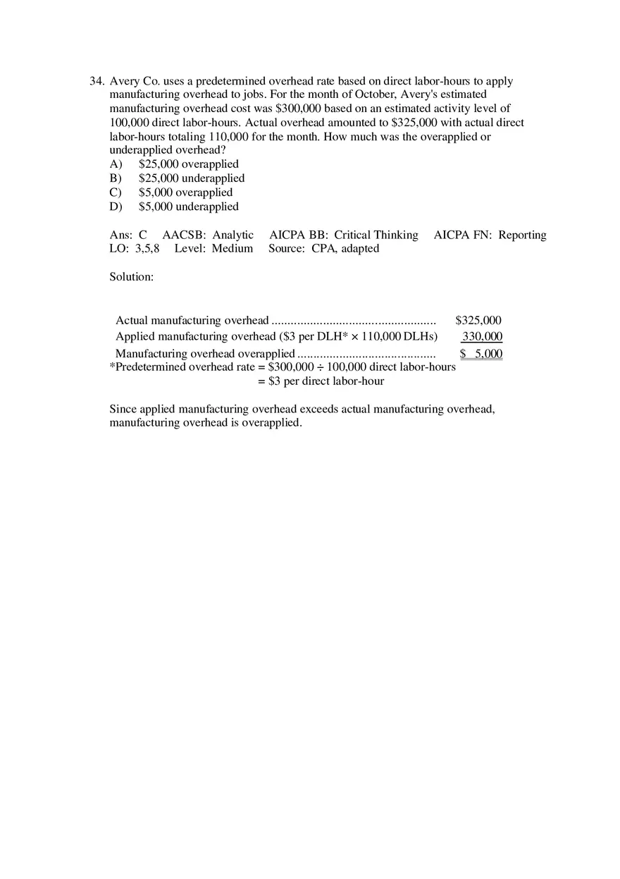 Which of the Following Would Usually Be Found on a Job Cost Sheet Under a Normal Cost System - Page 3