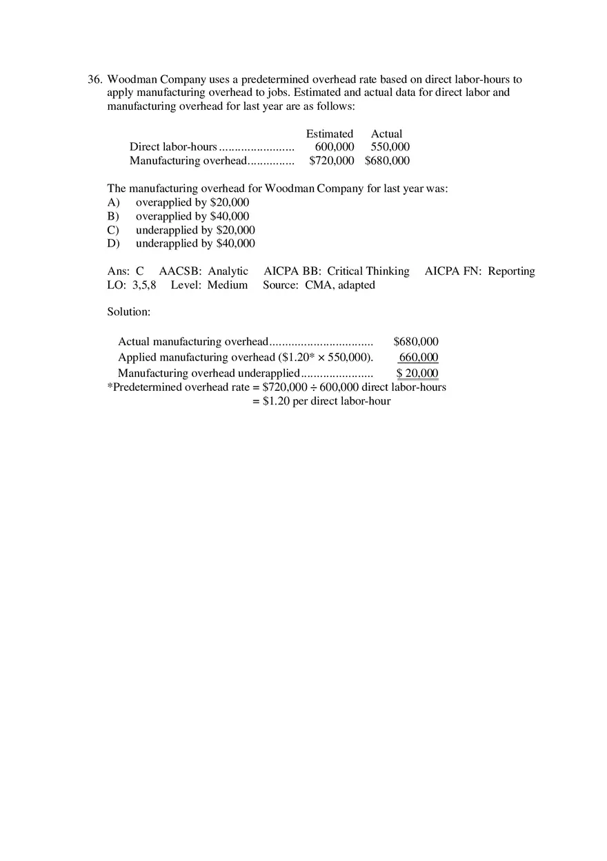 Which of the Following Would Usually Be Found on a Job Cost Sheet Under a Normal Cost System - Page 5