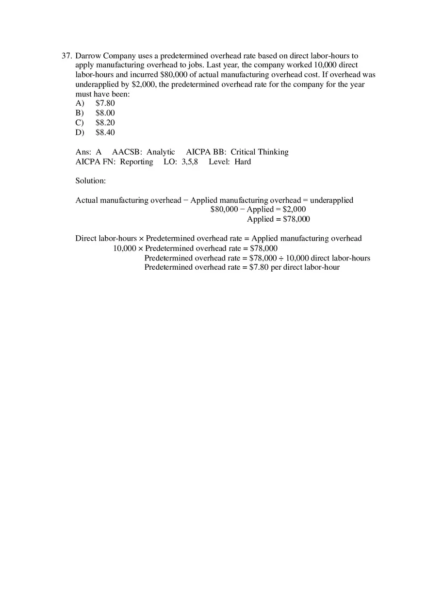 Which of the Following Would Usually Be Found on a Job Cost Sheet Under a Normal Cost System - Page 6