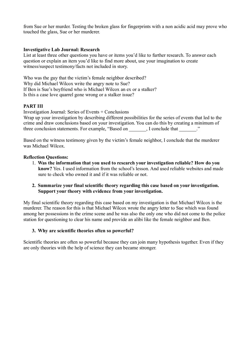 Unit 3 Lab Questions Crime Scene Investigation - Page 6