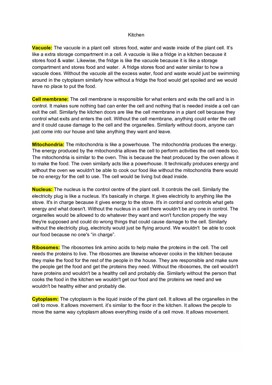 Cell Analogy - Page 1