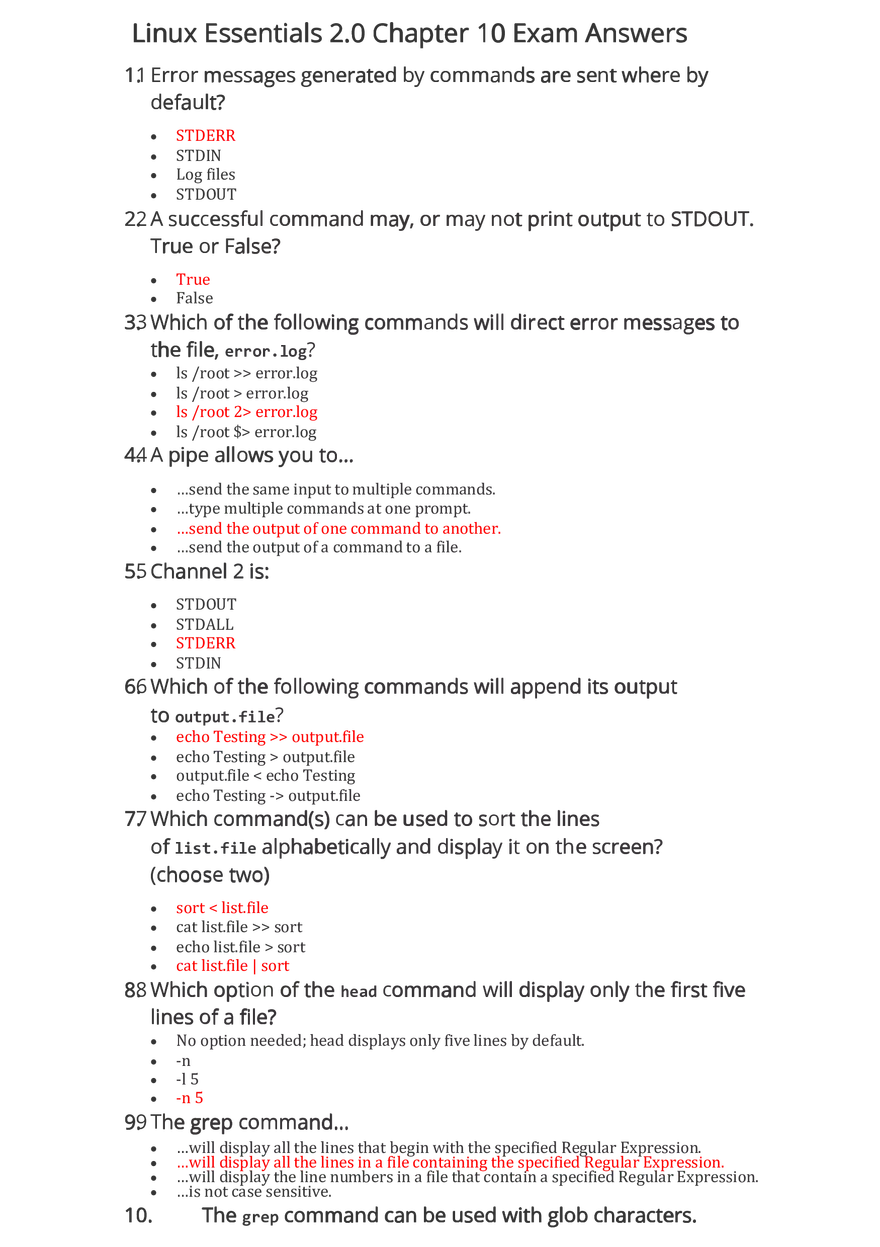 Linux Essentials 2.0 Chapter 10 Exam Answers - Page 1