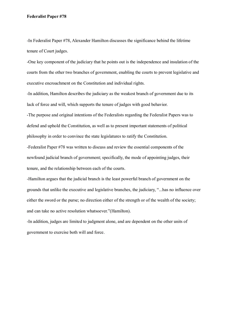 Federalist Paper #78 - Page 1