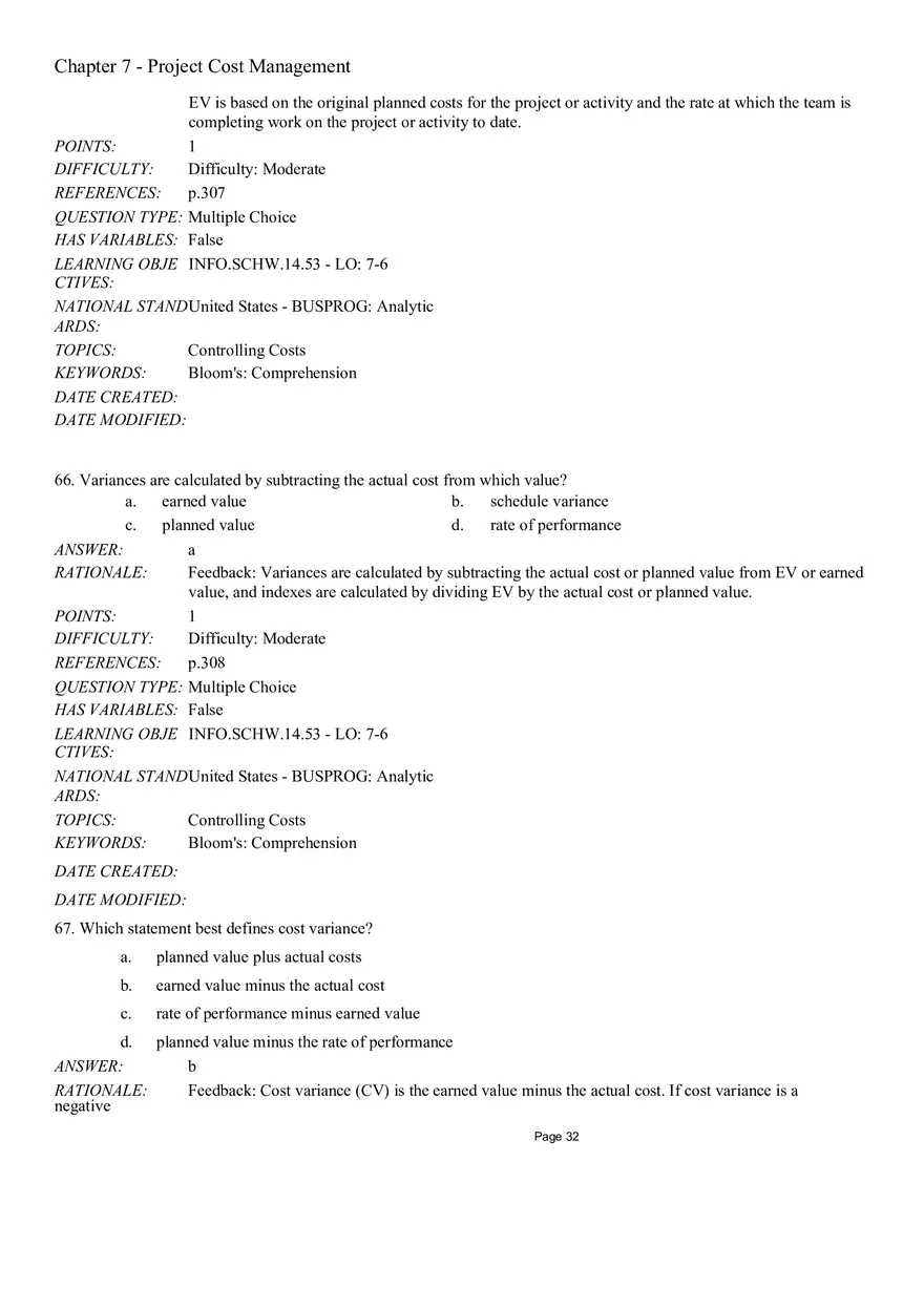 Chapter 7 Project Cost Management Multiple Choice - Page 10