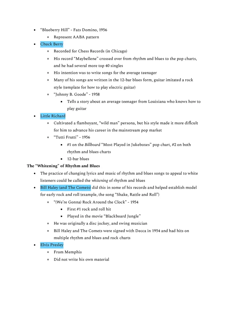 The “Whitening” of Rhythm and Blues Was Marked by - Page 1