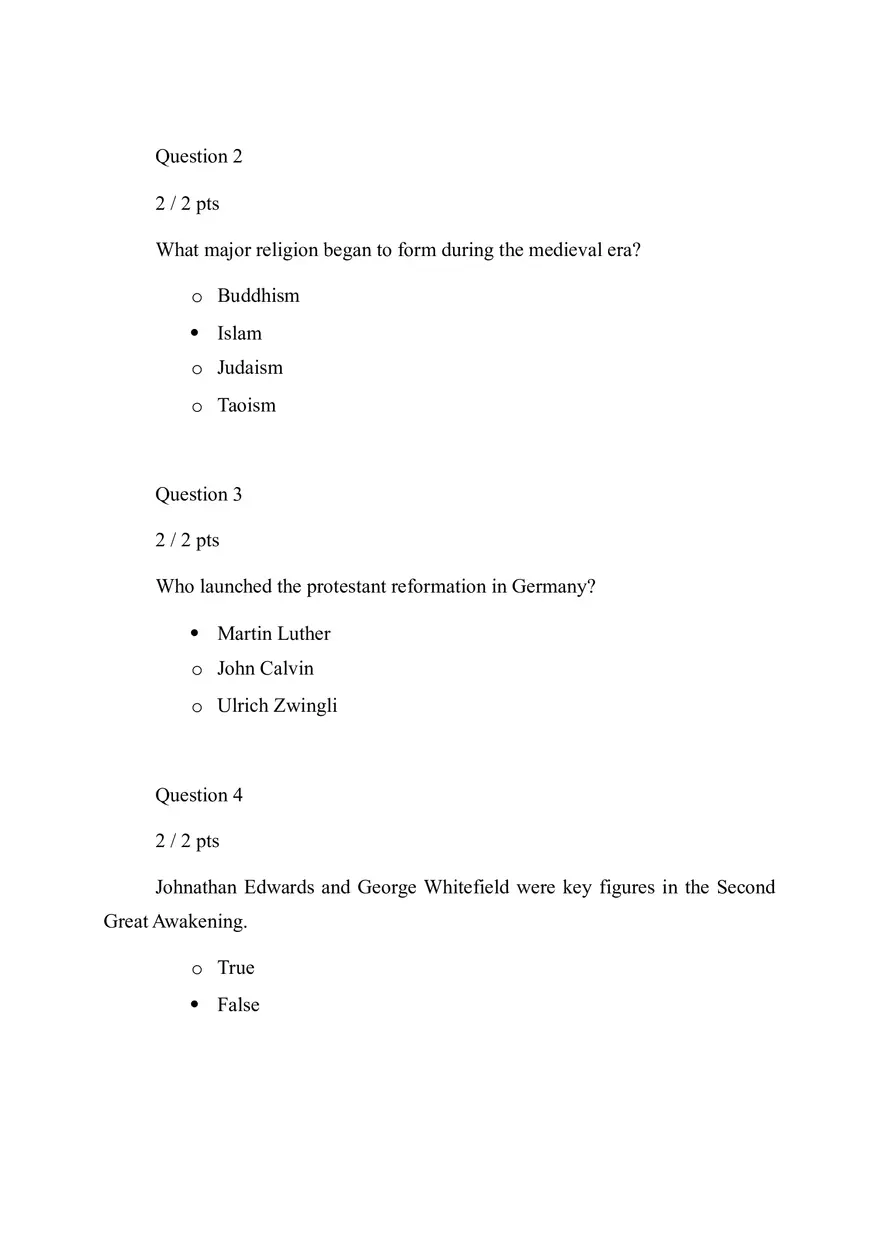 Quiz Introduction to the Study of the Church - Page 2