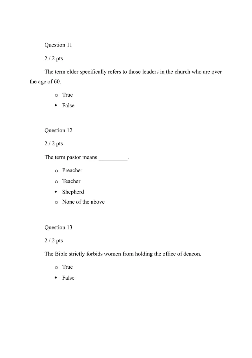 Quiz Introduction to the Study of the Church - Page 5