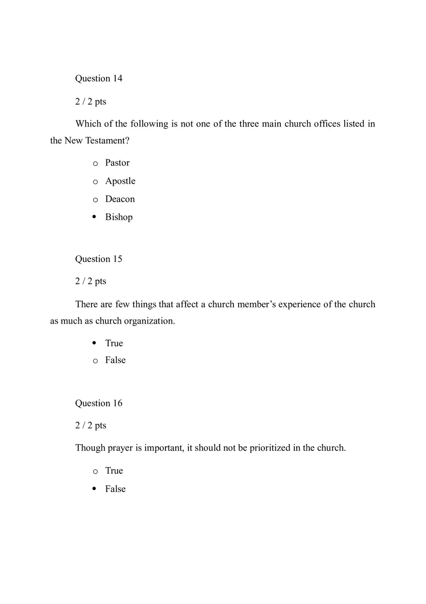 Quiz Introduction to the Study of the Church - Page 6