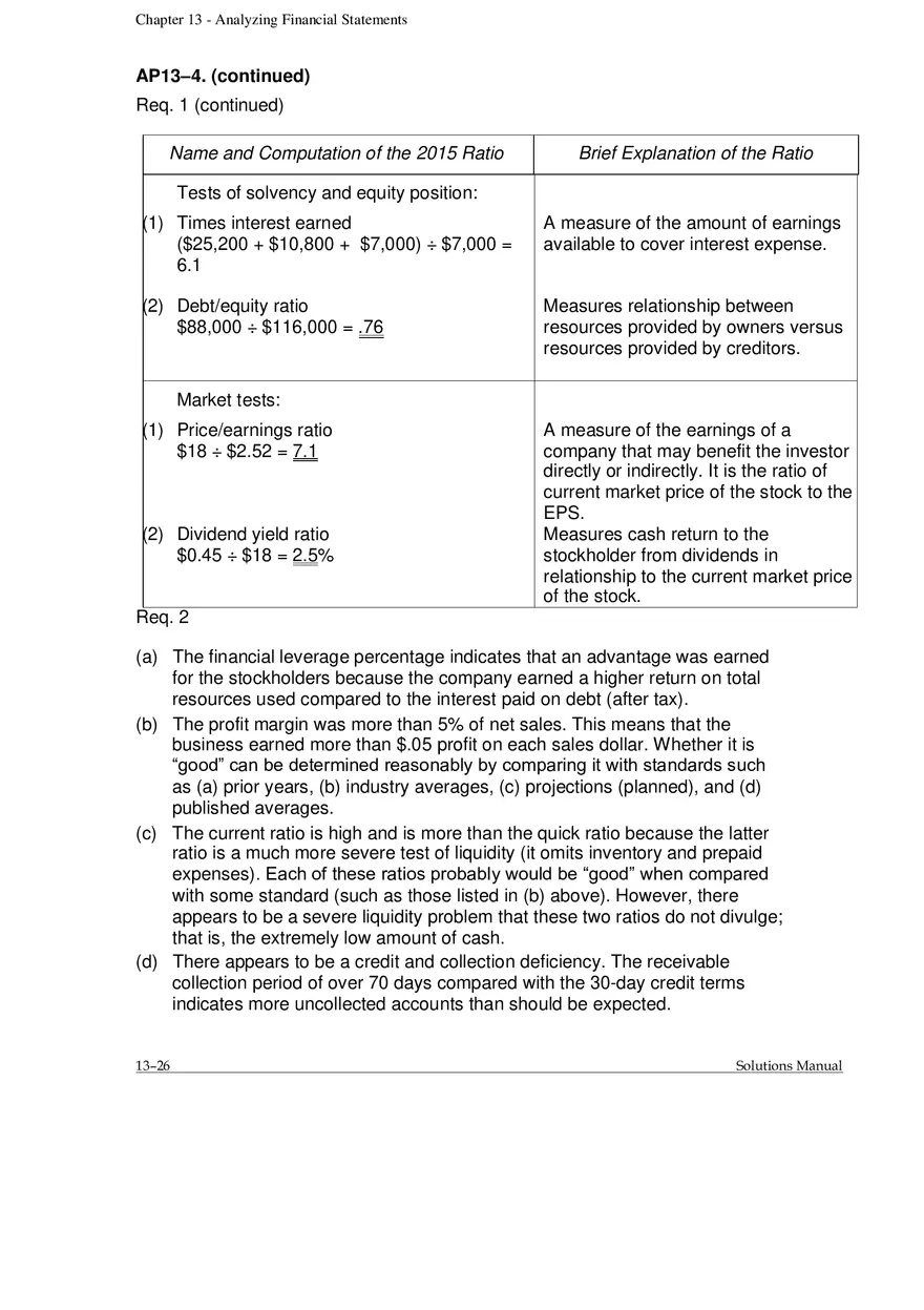 Chapter 13 Analyzing Financial Statements Problems - Page 4