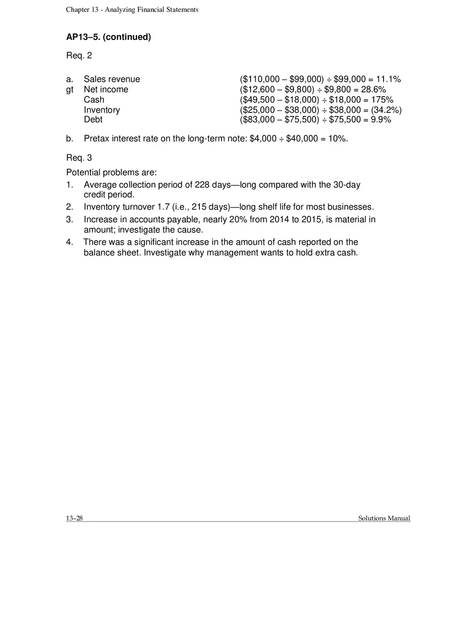 Chapter 13 Analyzing Financial Statements Problems - Page 6