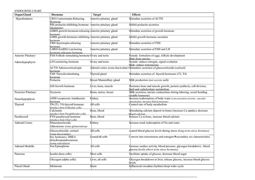 Endocrine Chart - Page 1