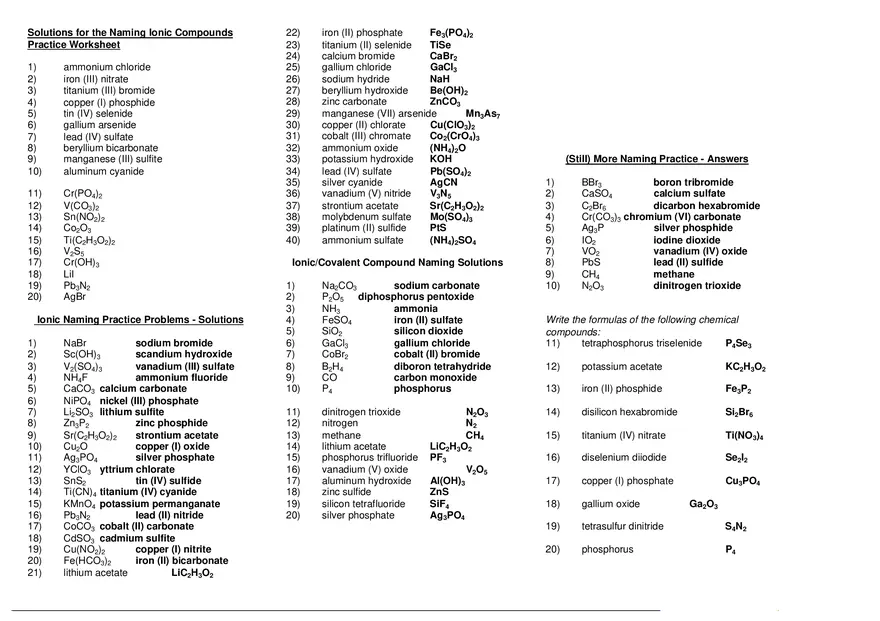 Naming Ionic Compounds Practice Worksheet 2021 - Page 4