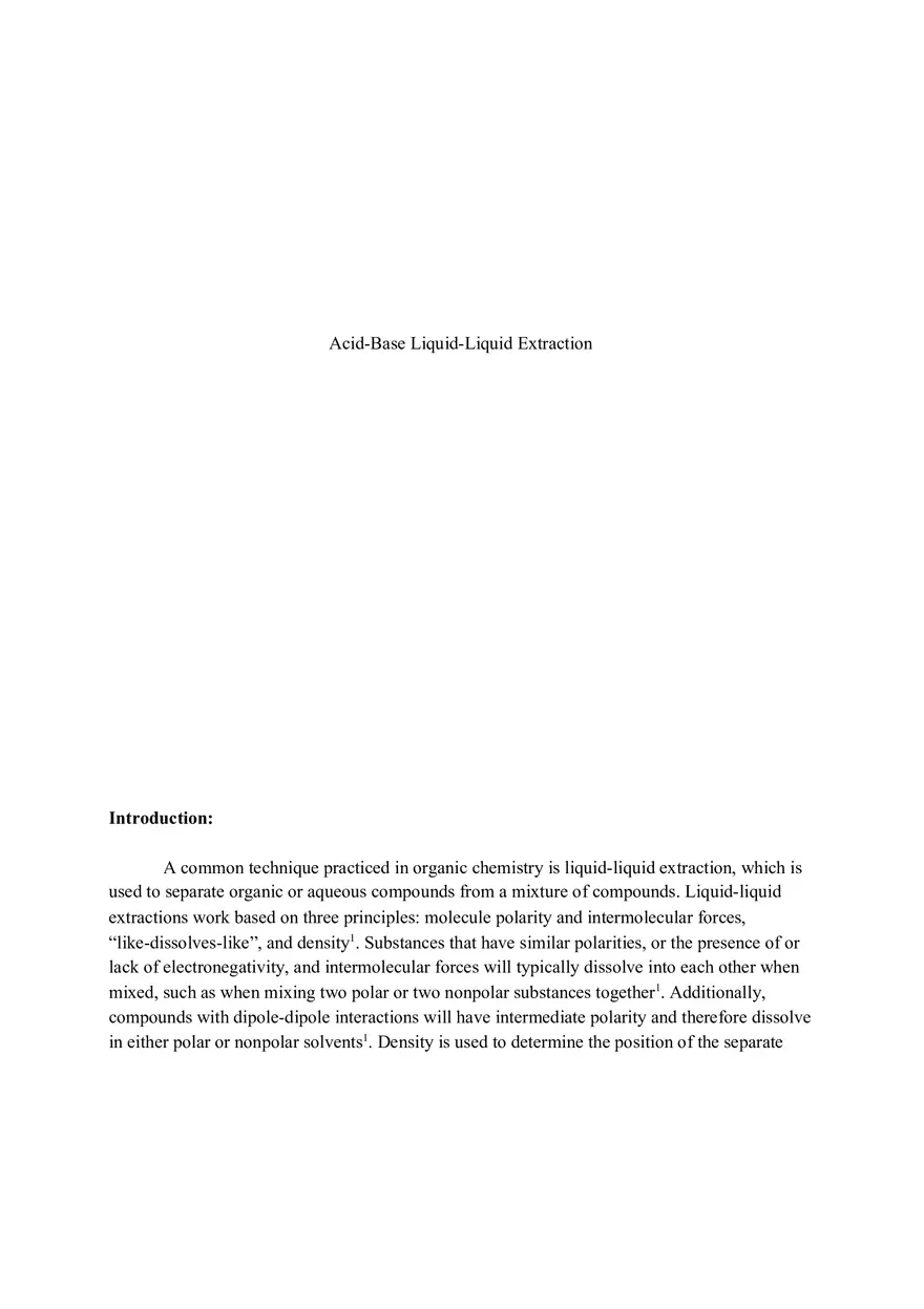 Acid-Base Liquid-Liquid Extraction - Page 1