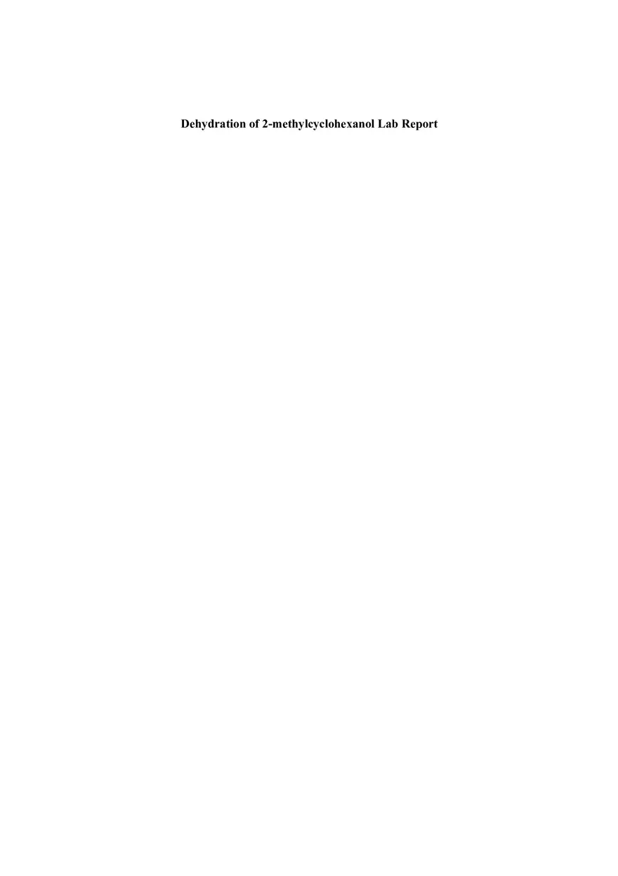 Dehydration of 2-methylcyclohexanol Lab Report - Page 1
