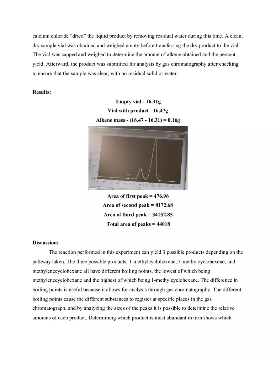 Dehydration of 2-methylcyclohexanol Lab Report - Page 5