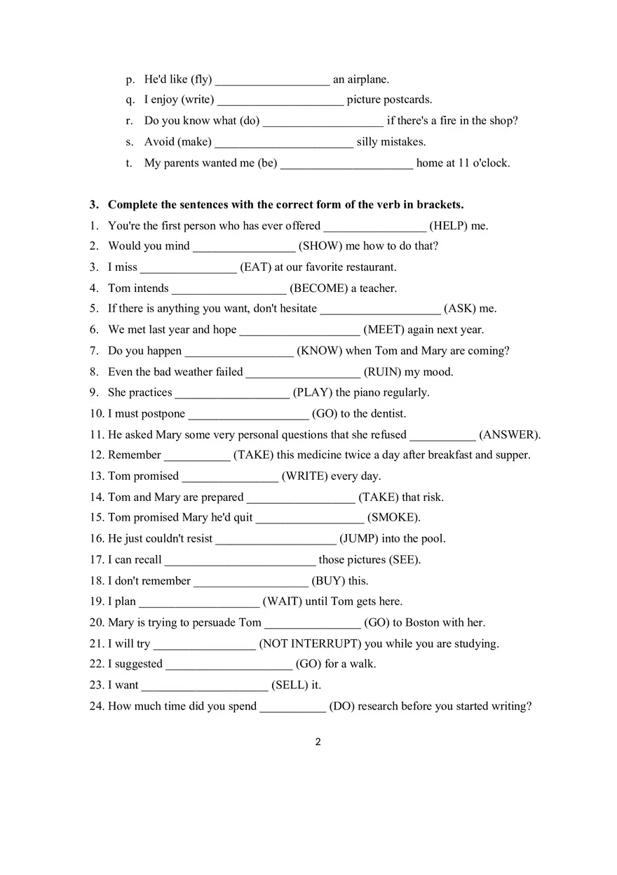 Gerunds & Infinitives - Page 2