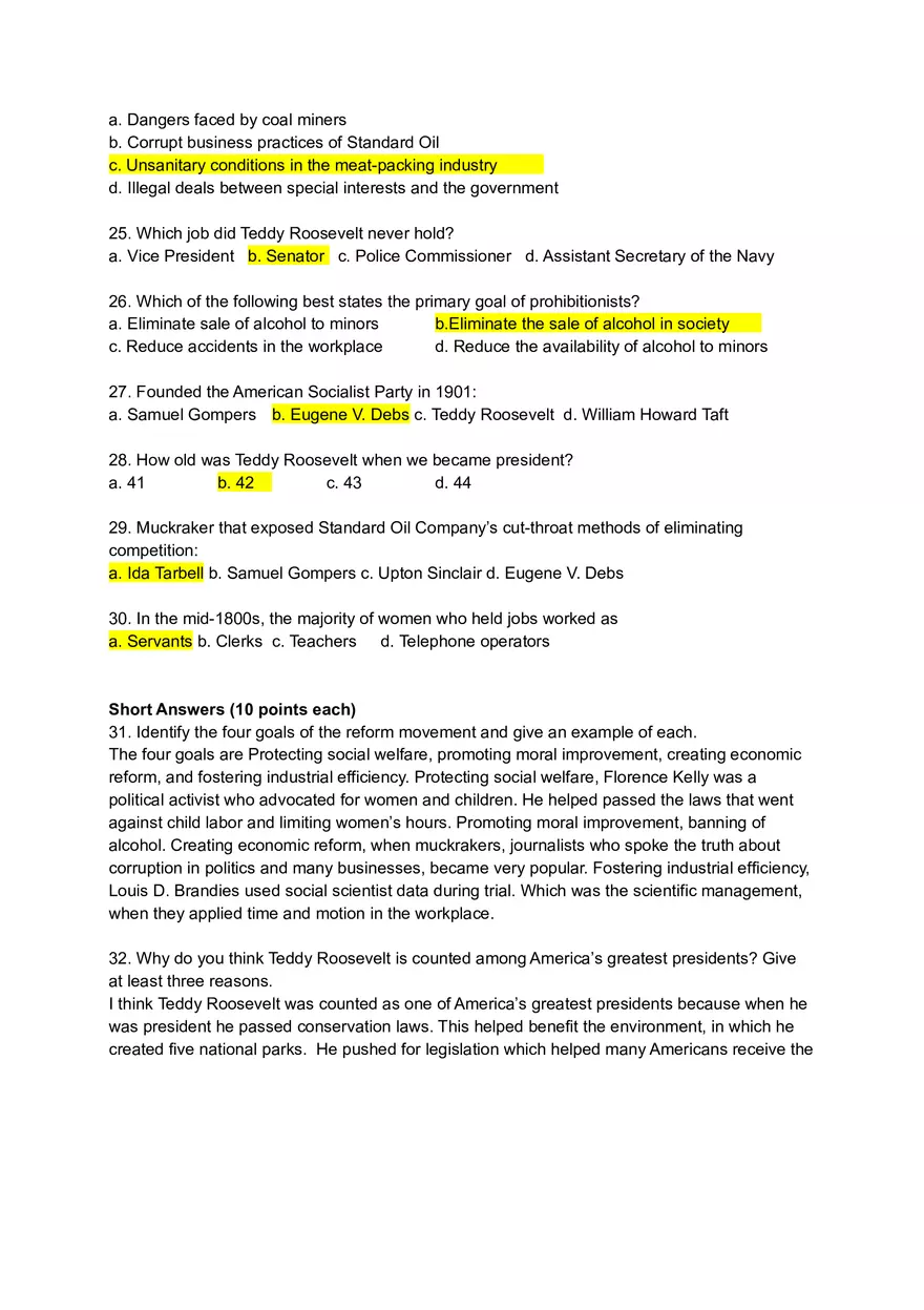 The Progressive Era Test - Page 2