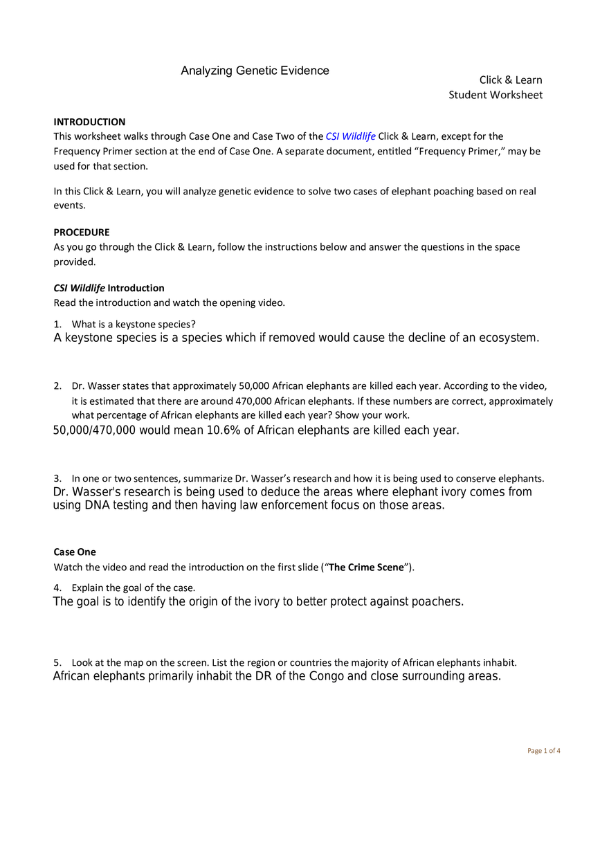 Analyzing Genetic Evidence - Page 1