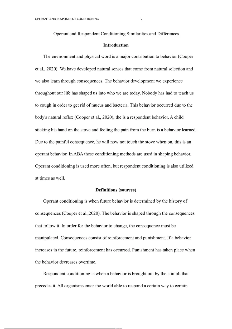 Operant and Respondent Conditioning Similarities and Differences - Page 1
