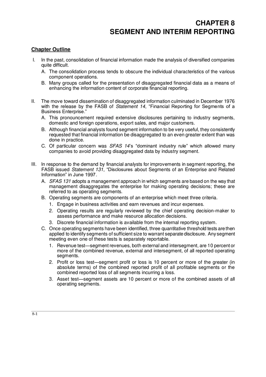Chapter 8 Segment and Interim Reporting - Page 1