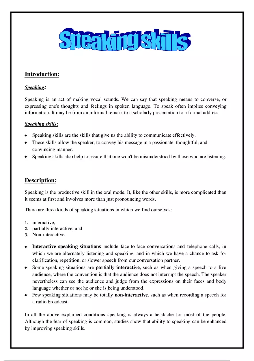 Speaking Skill - Page 1