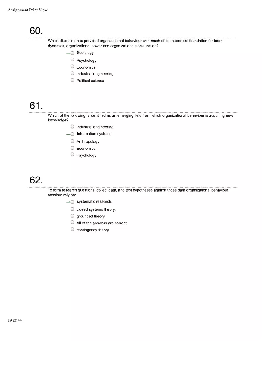 Organizational Behavior Ch 1 Multiple Choice 2 - Page 10