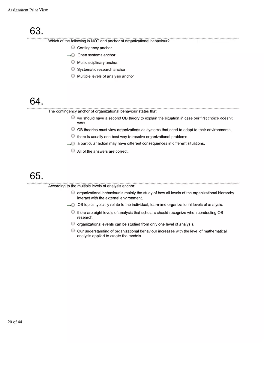 Organizational Behavior Ch 1 Multiple Choice 2 - Page 11
