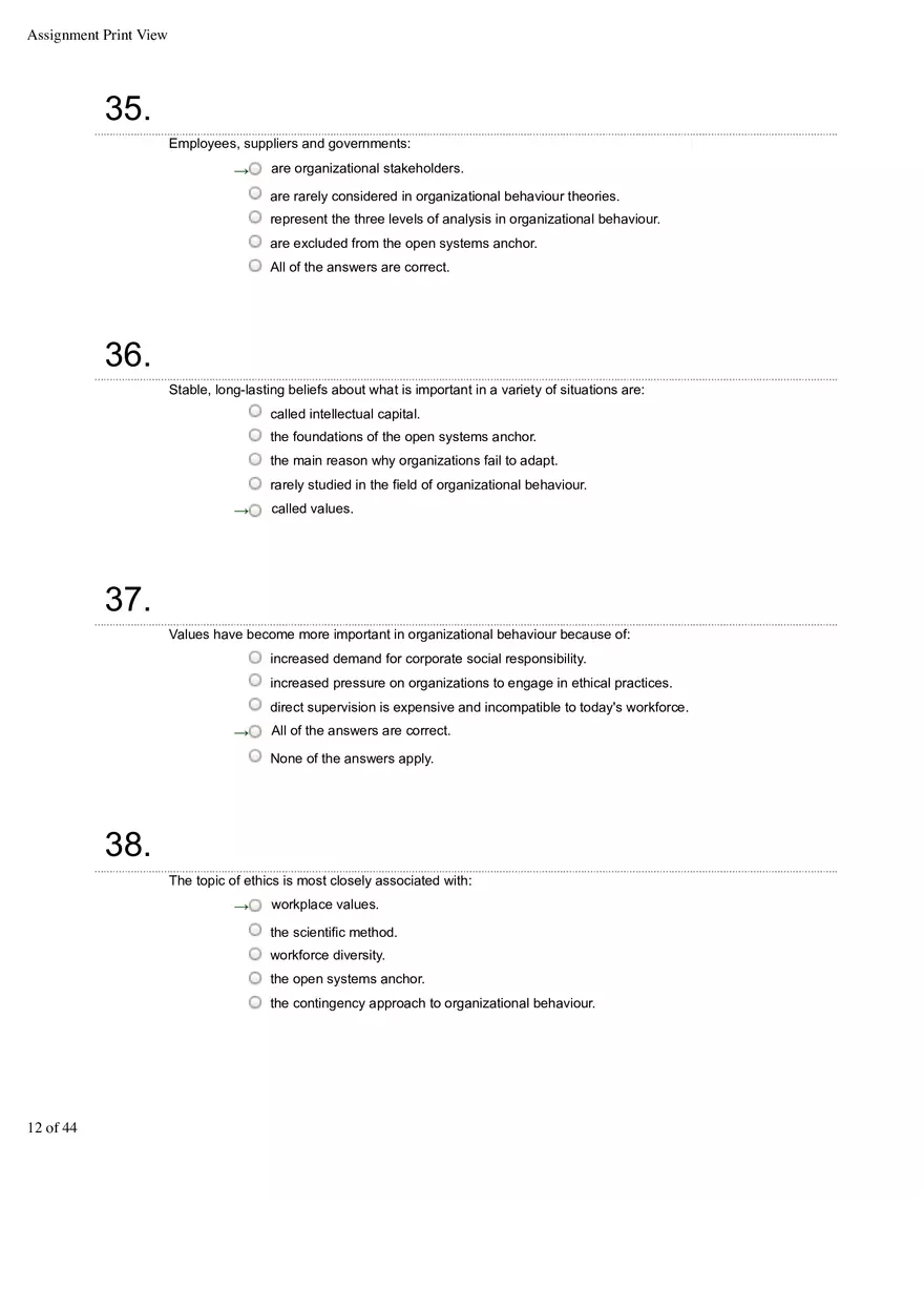 Organizational Behavior Ch 1 Multiple Choice 2 - Page 2