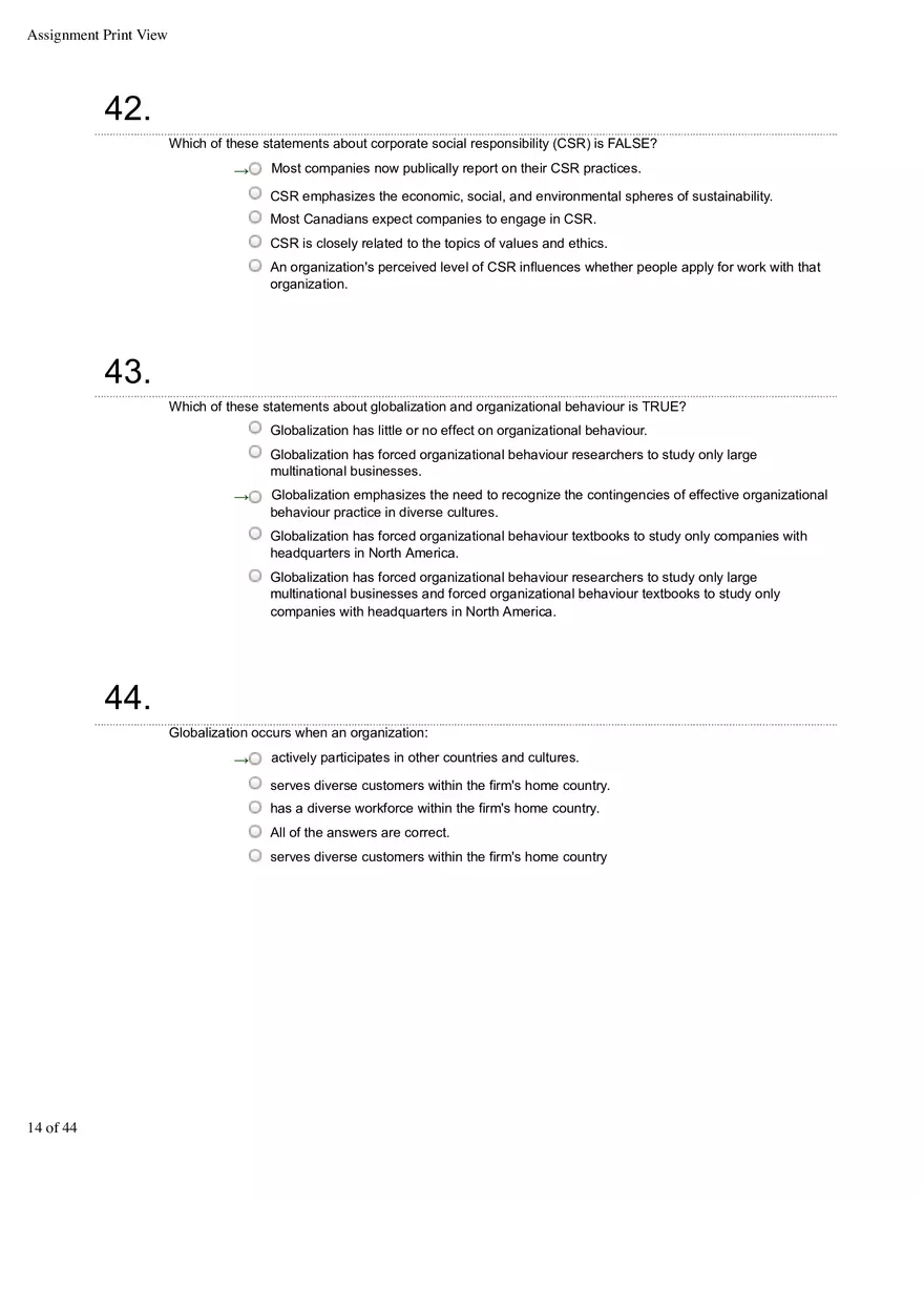 Organizational Behavior Ch 1 Multiple Choice 2 - Page 5