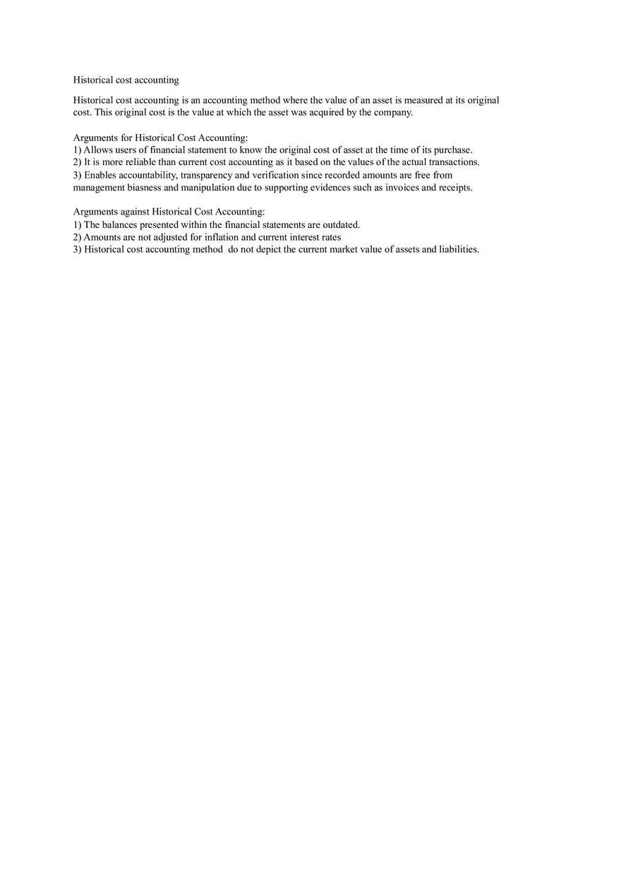 Historical Cost Accounting - Page 1