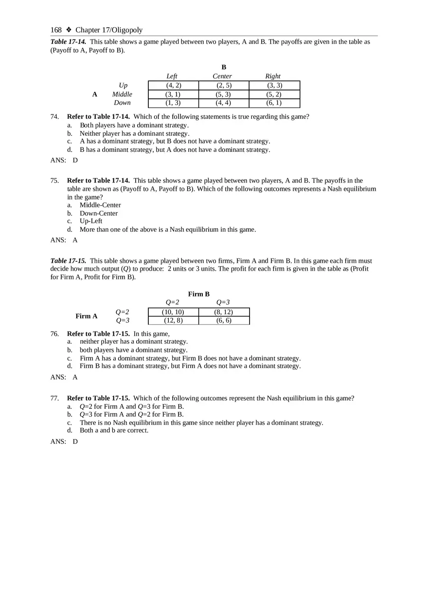 Chapter 17 Oligopoly Sec02 Multiple Choice - Page 8